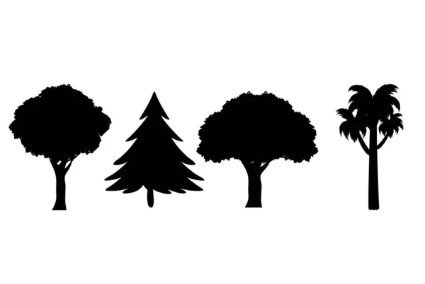 Vielfalt Der Bäume Auf Weißem Hintergrund Vector Illustration — Stockvektor