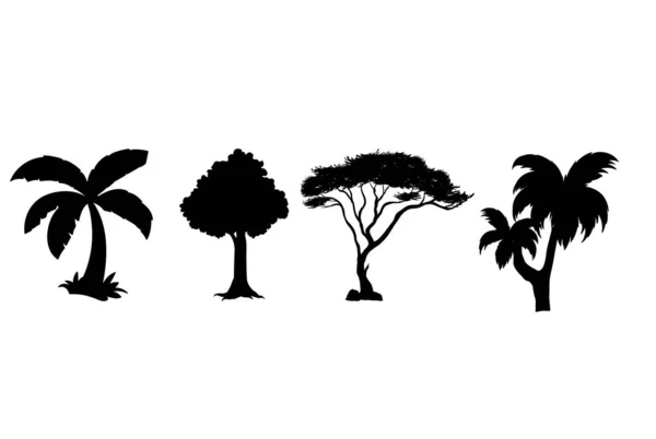 Diversidade Árvores Definidas Sobre Fundo Branco Ilustração Vetorial —  Vetores de Stock