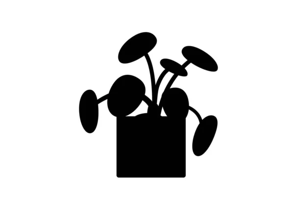Silhouetten Huis Indoor Tuin Planten Potten Stands Grafische Illustraties — Stockvector