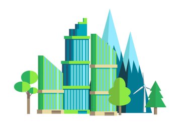 Eco-friendly housing complex - modern flat design style vector illustration on white background.