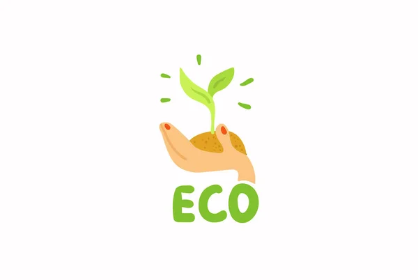 Természeti Ökológiai Ökológiai Környezetvédelmi Címkék Vektora Környezeti Fenntarthatóság Egyszerű Szimbólum — Stock Vector