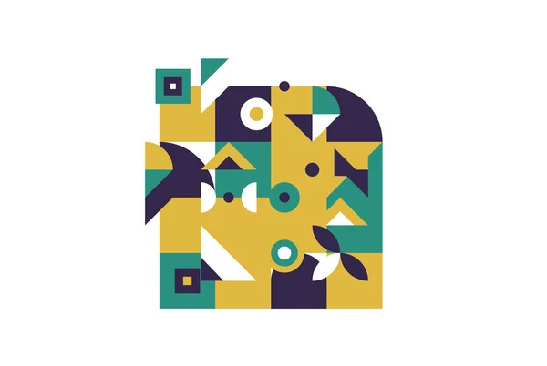 Manifesto Geometrico Colorato Griglia Con Forme Geometriche Colore — Vettoriale Stock
