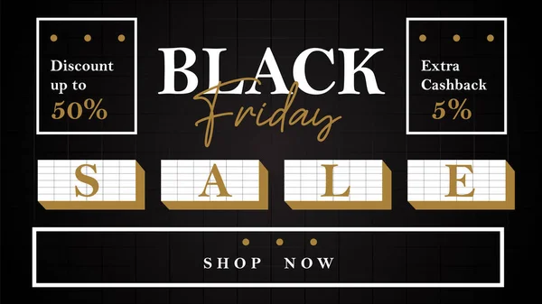 Black Friday Landscape Banner Retro Style Special Edition Sale — Stock Vector