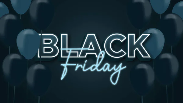 Black Friday Realistic Balloons Dark Turquoise Text Effect — Stock Vector