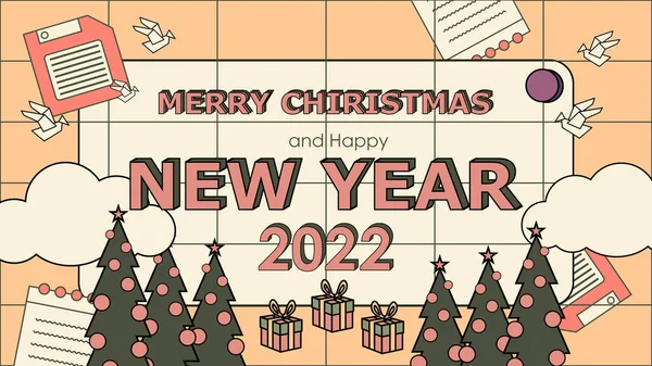 Byt Nostalgický Šťastný Nový Rok Retro Pozadí — Stockový vektor