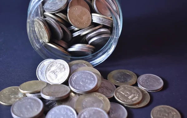 Closeup Selective Focus Picture Indian Coins Background Blur Indian Economy — Stock Photo, Image