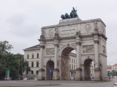 A closeup picture of the Siegestor in Munich, Germany. clipart