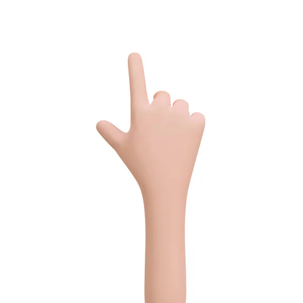 Cartoon Menschliche Hand Mit Erhobenem Zeigefinger Geste Berühren Oder Klicken — Stockvektor