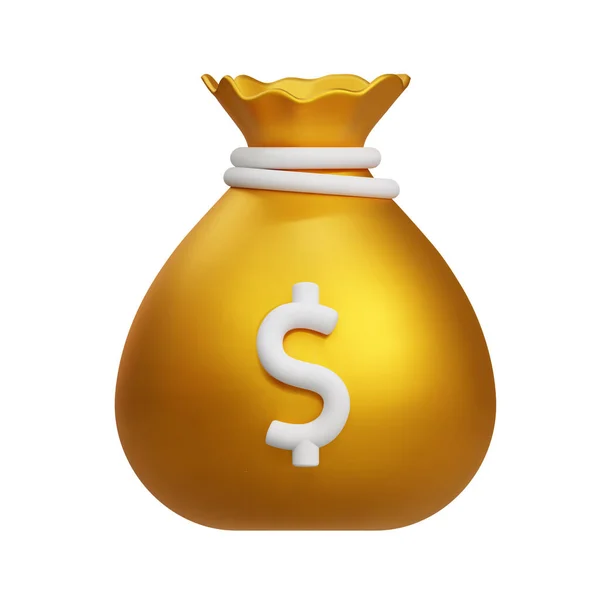 Gouden Geldzak Met Dollarpictogram Cash Rente Business Finance Return Investment — Stockvector