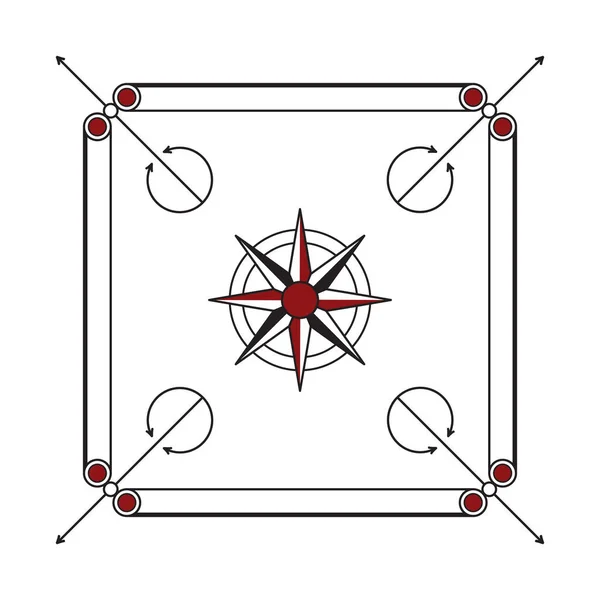 Carom or carrom indian board game. Black and red pattern. Vector illustration isolated on white background
