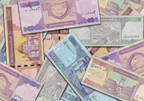 アフガニスタンからの紙幣 アフガニスタン人 アフガニスタンからの紙幣を閉鎖する アフガニスタン通貨 — ストック写真