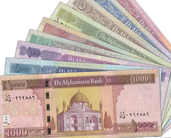 Papírpénzt Afganisztánból Afgán Afgán Zárják Afganisztáni Bankjegyeket Afgán Valuta — Stock Fotó