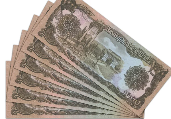 Dinheiro Papel Afeganistão Afegão Afegão Feche Notas Afeganistão Moeda Afegã — Fotografia de Stock