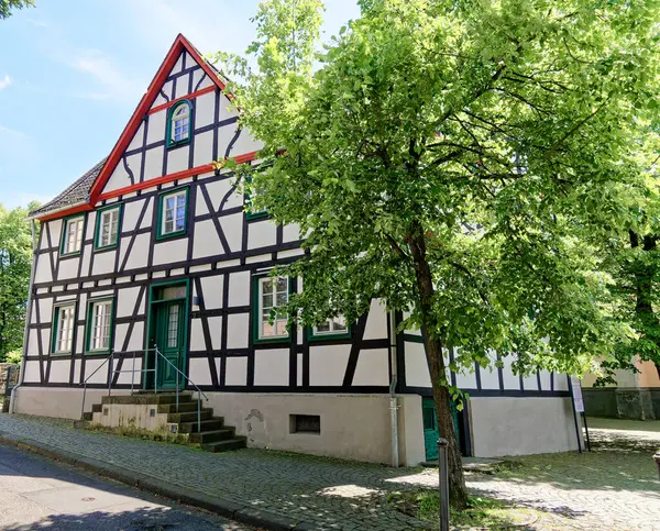 stock image Listed half-timbered house in Bad Honnef, Germany, Kirchplatz