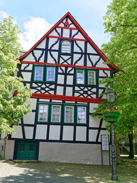 stock image Listed half-timbered house in Bad Honnef, Germany, Kirchplatz