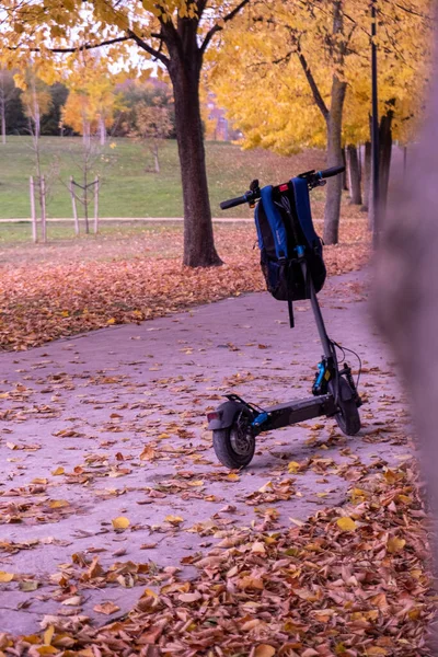 Sonbaharda Parkta Elektrikli Scooter — Stok fotoğraf