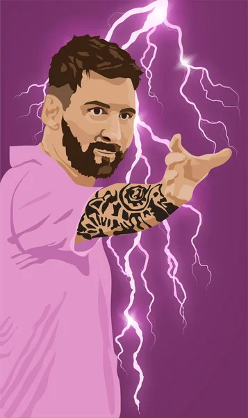 Messi Super Hero Plakát Messi Thor Vítěz — Stockový vektor