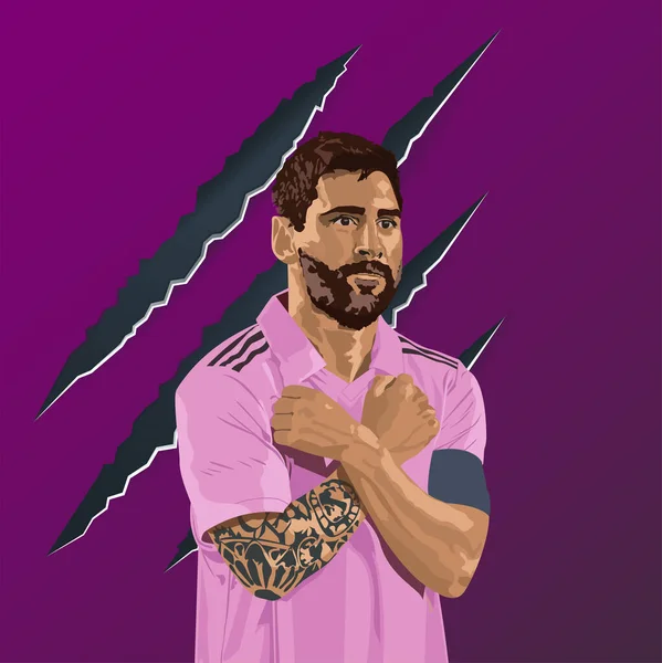 Messi Vakanda Messi Retrato Etiqueta Engomada Ilustración — Vector de stock