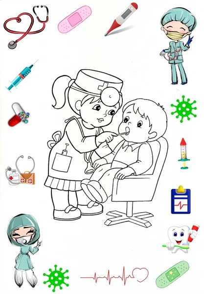 Ilustración Vectorial Médico Con Una Jeringa — Foto de Stock