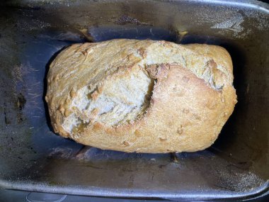 bread, flour in the oven, closeup