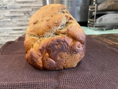 freshly baked bread on the kitchen table. selective focus.