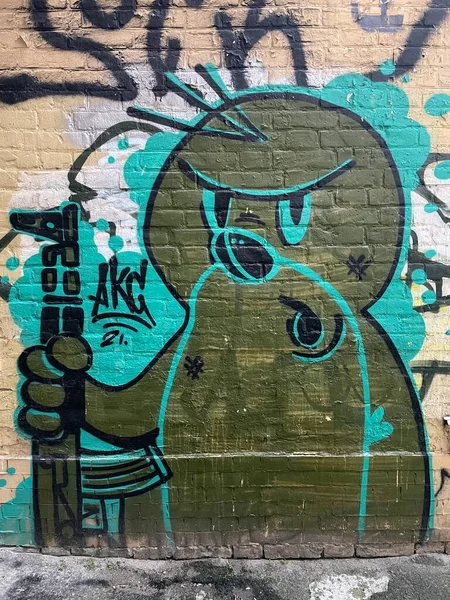 Arte Rua Velha Parede Decorada Com Tinta Fundo Fragmento Grafite — Fotografia de Stock