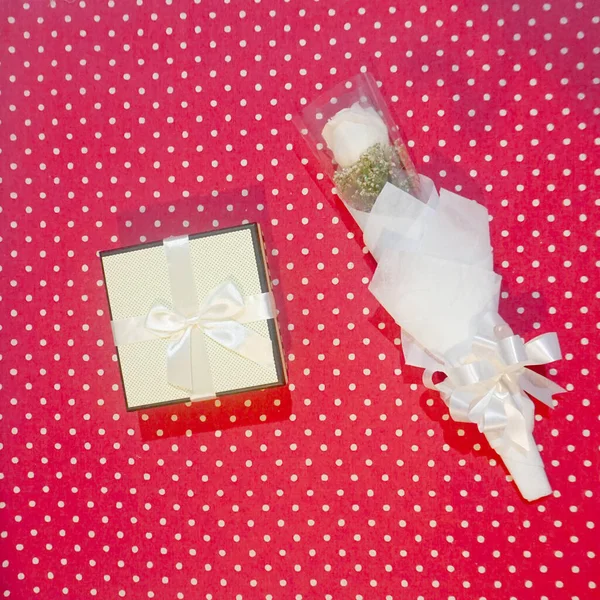 Christmas Gift Boxes Red Ribbon Pink Background — Stock Photo, Image
