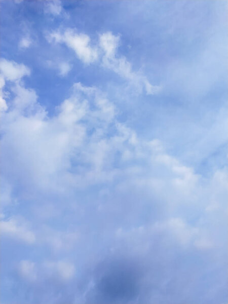 Blue sky with white clouds. Nature background. Copy space for text.
