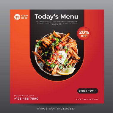 Sosyal medya şablonu için yemek menüsü pankartı