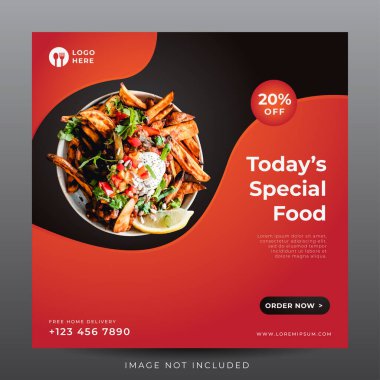 Sosyal medya şablonu için yemek menüsü pankartı