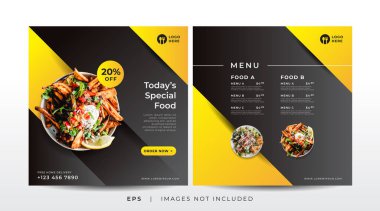 Sosyal medya şablonu için yemek menüsü pankartı