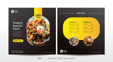 Sosyal medya şablonu için yemek menüsü pankartı