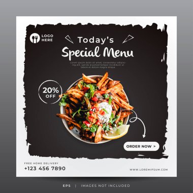 Sosyal medya şablonu için yemek menüsü pankartı