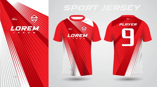 Camiseta Roja Diseño Deportivo Jersey — Archivo Imágenes Vectoriales