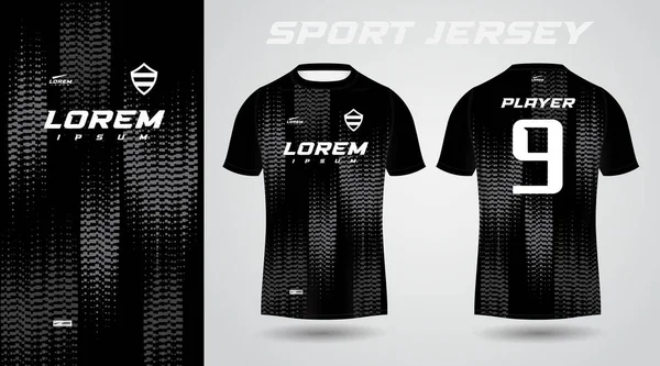 Camiseta Negra Diseño Jersey Deportivo — Archivo Imágenes Vectoriales
