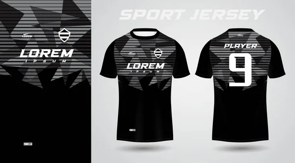 Camiseta Negra Diseño Jersey Deportivo — Archivo Imágenes Vectoriales