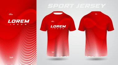 red shirt soccer football sport jersey template design mockup