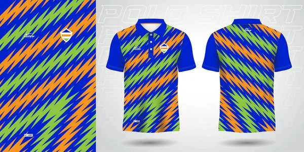 Bleu Vert Orange Polo Sport Maillot Sublimation Gabarit — Image vectorielle