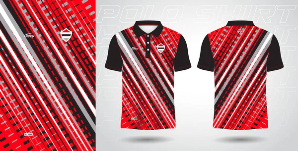 赤と黒のポロスポーツシャツ昇華ジャージテンプレート — ストックベクタ