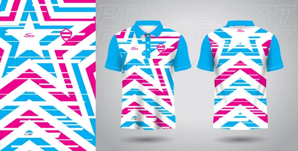 Blue Pink Polo Sport Shirt Sublimation Jersey Template Design Mockup — Stock Vector