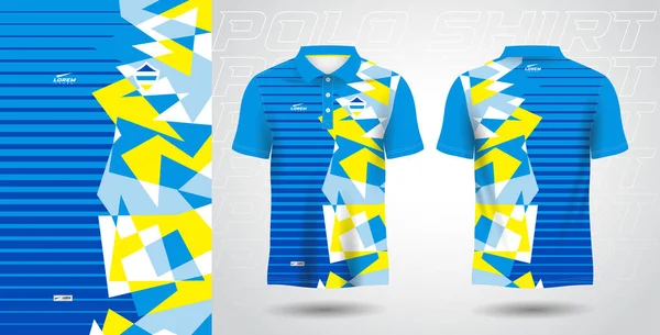 Mavi Sarı Polo Spor Gömlek Süblimleşme Forma Şablon Tasarımı Maketi — Stok Vektör