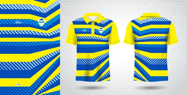 Azul Amarillo Polo Deporte Camisa Sublimación Jersey Plantilla Diseño Maqueta — Archivo Imágenes Vectoriales