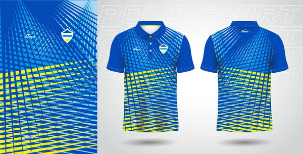 Blau Gelb Polo Sport Shirt Sublimation Jersey Vorlage Design Attrappe — Stockvektor