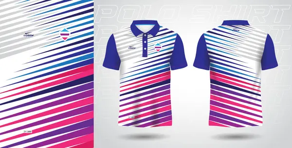 Blauw Paars Roze Kleur Polo Sport Shirt Jersey Sjabloon — Stockvector