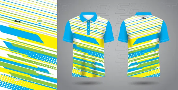 Blauw Groen Geel Kleur Polo Sport Jersey Sjabloon — Stockvector