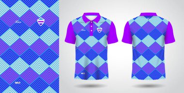 Mavi mor polo tişört, yüceltme spor forması şablonu