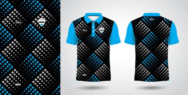 Mavi ve siyah polo spor tişörtü süsleme forması tasarım şablonu