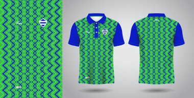 Mavi ve yeşil polo spor süsleme forması şablonu