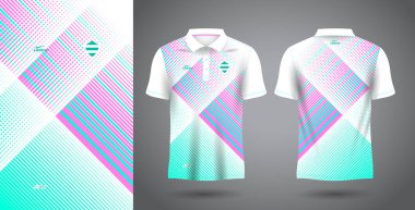 Soyut yeşil ve pembe polo tişört süsleme forması şablonu
