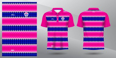 Mavi ve pembe süblimleşme polo forma tasarımı